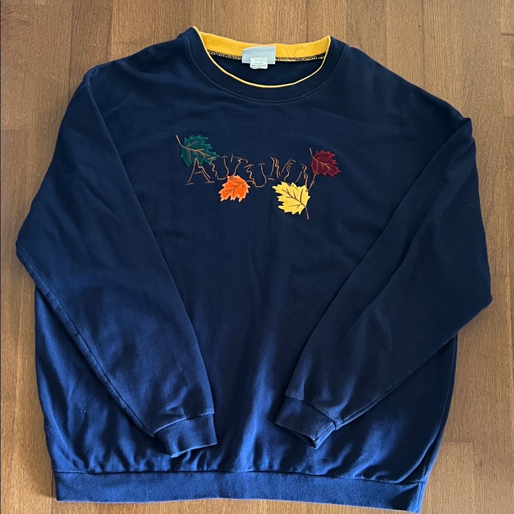 Vintage autumn themed sweatshirt with leaves
